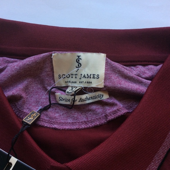 Scott James Burgundy collared Polo shirt NWT - Picture 9 of 11